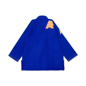 Albino & Preto OBY HB Classic Kids BJJ Gi jacket in Royal Blue, 380GSM Pearl Weave — back view, reinforced seams