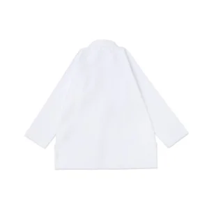 A&P Workwear BJJ Gi white jacket back view with reinforced seams; IBJJF approved 380GSM Pearl Weave for adult athletes.