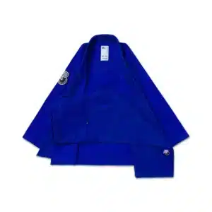 Albino & Preto Essential BJJ Gi Royal full set, 400GSM pearl weave, black & white embroidery, front view