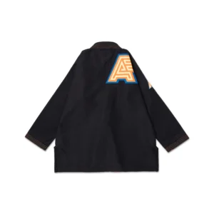 Albino & Preto Classic BJJ Gi – Black, 400GSM Pearl Weave, OBY HB embroidery on top back Back view of Albino & Preto OBY HB Classic BJJ Gi jacket, black 400GSM Pearl Weave, competition legal with tonal seam reinforcements.
