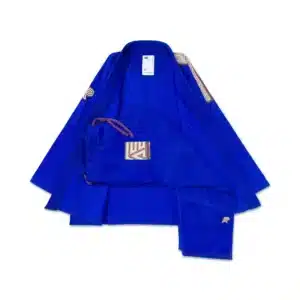 Full kit view of Albino & Preto POC HB Classic BJJ Gi in royal blue, 400gsm pearl weave jacket and 10oz HB pants, IBJJF ready
