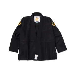 Rough front angle view of Shoyoroll IBJJF COPA KIMONO [BLACK] jacket, highlighting performance features and quality.