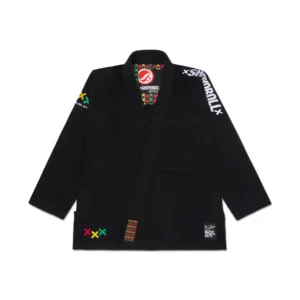 Front view of the Like Cheese Retro Kimono Gi jacket featuring "Alpha School Boys" text.