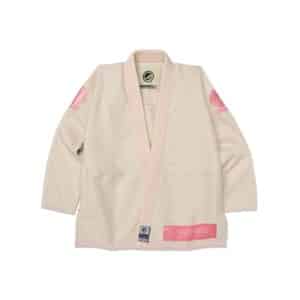 Roz Competitor Unbleached BJJ Gi jacket front view with Shoyoroll chest patch; 425GSM pearl weave and minimal silhouette