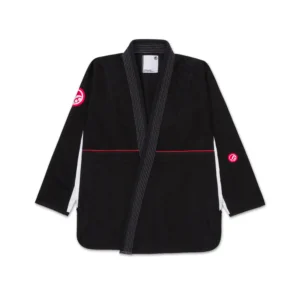 Shoyoroll Articulated 2.3 Black Kimono Jacket Front with Embroidered Shoyoroll Logo Front view of Shoyoroll Articulated 2.3 Black Kimono jacket with embroidered Shoyoroll logo on both sleeves.