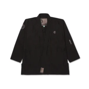 Shoyoroll WAZAir Kimono Black jacket front view in diamond ripstop with ultra lightweight breathable travel ready feel Front view of WAZAir Kimono Black jacket showing diamond ripstop texture clean silhouette and subtle tonal design cues