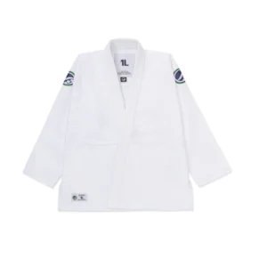 Front view of Shoyroll Comp Standard Sea White jacket showing shoyoroll logo label and clean classic silhouette